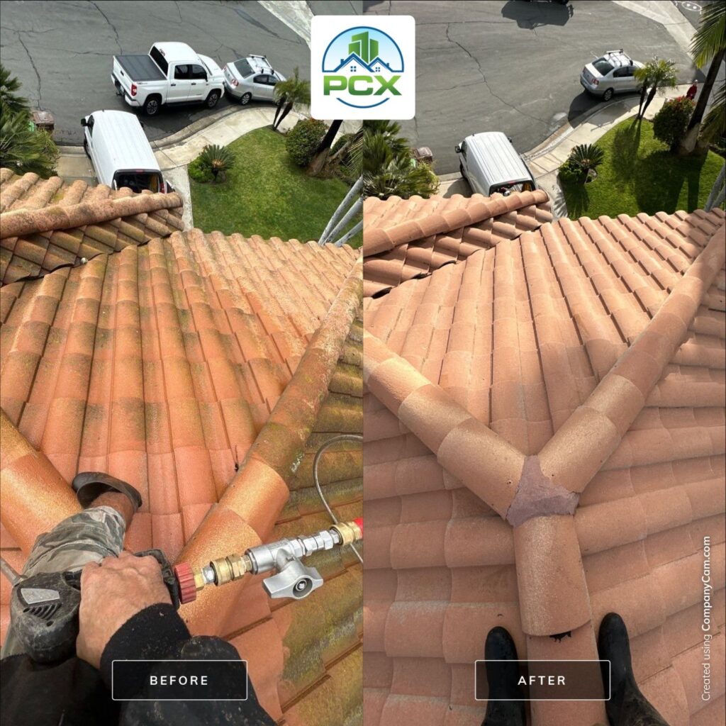 Pressure Washing Tile Roof in rancho santa margarita
